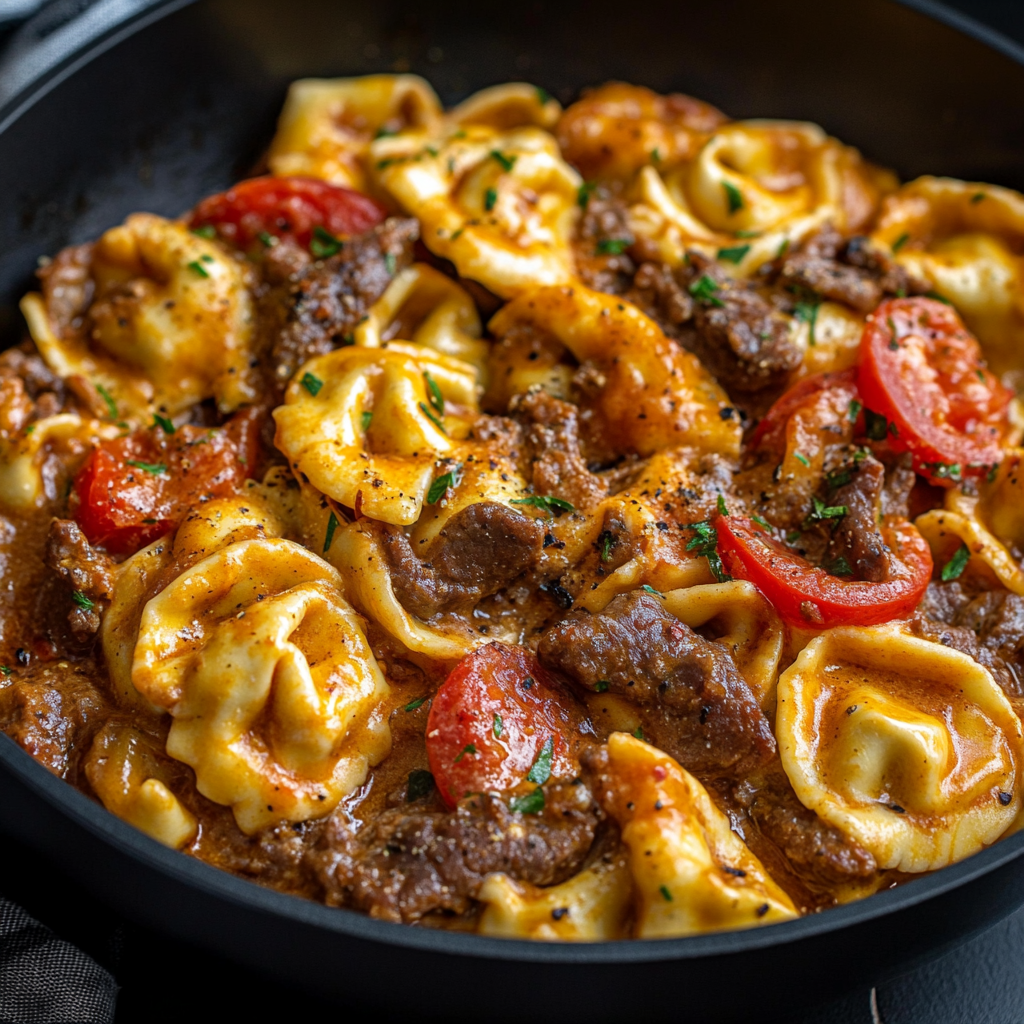 Cheesesteak Tortellini Provolone Sauce Recipe