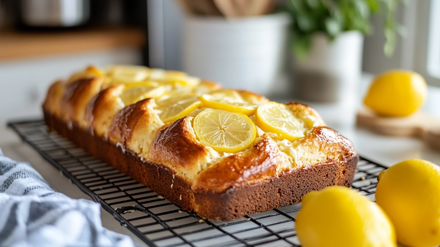 Lemon Cream Cheese Bread Recipe  Easy  Delicious in white kitchen