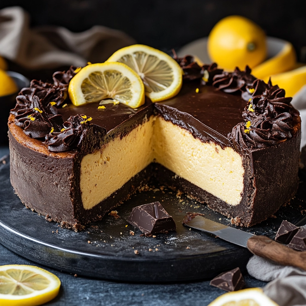 Lemon Dark Chocolate Cheesecake