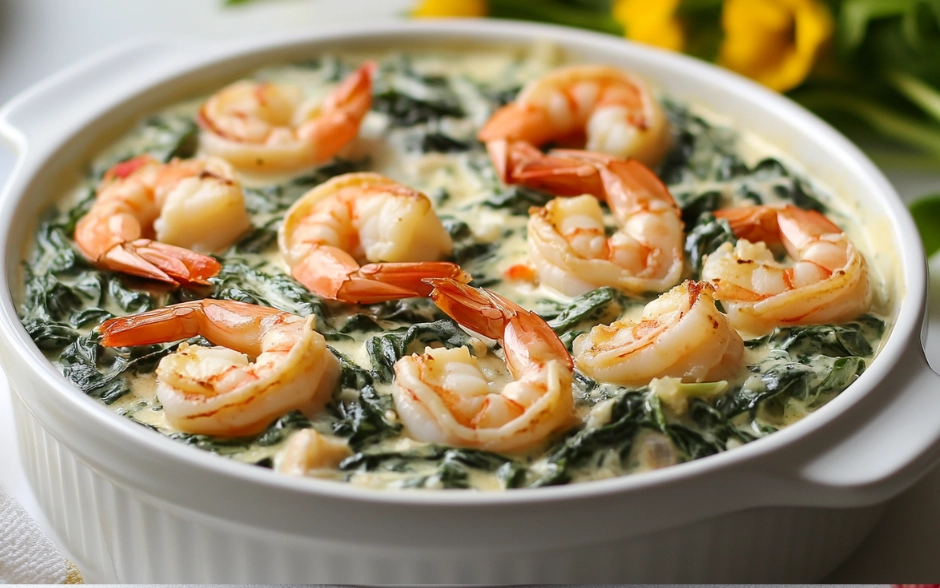 Creamy Shrimp and Crab Spinach